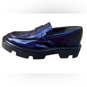Patent Leather Lug Sole Loafer in Dark Purple